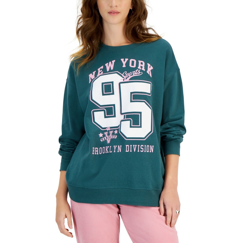 Rebellious One‎ Juniors' New York Crewneck Sweatshirt - Mallard Green Size M